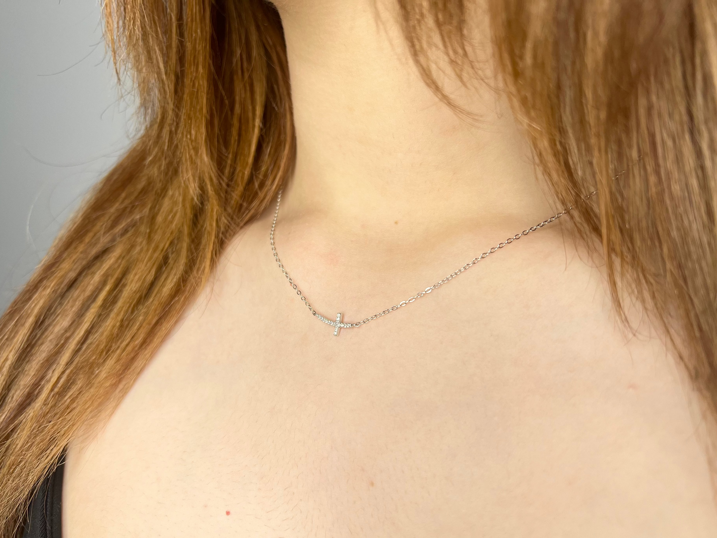 Curved Cross Necklace