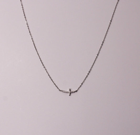 Curved Cross Necklace